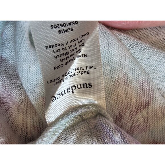 Sundance Womens Floral Short Sleeve Top Tie Hem S Linen - Picture 6 of 8